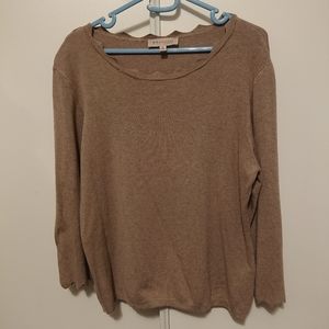 Philosophy Scallop-neck 3/4 Sleeve Ribbed Sweater